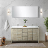 Lafarre 60 in. Rustic Acacia  Freestanding Bathroom Vanity with White Quartz Top, and White Square Sink