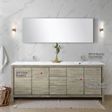 Lafarre 80 in. Rustic Acacia  Freestanding Bathroom Vanity with White Quartz Top, White Square Sink, and Labaro Brushed Nickel Faucet Set