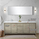 Lafarre 80 in. Rustic Acacia  Freestanding Bathroom Vanity with White Quartz Top, White Square Sink, and Balzani Gun Metal Faucet Set