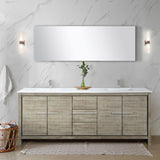 Lafarre 80 in. Rustic Acacia  Freestanding Bathroom Vanity with White Quartz Top, and White Square Sink