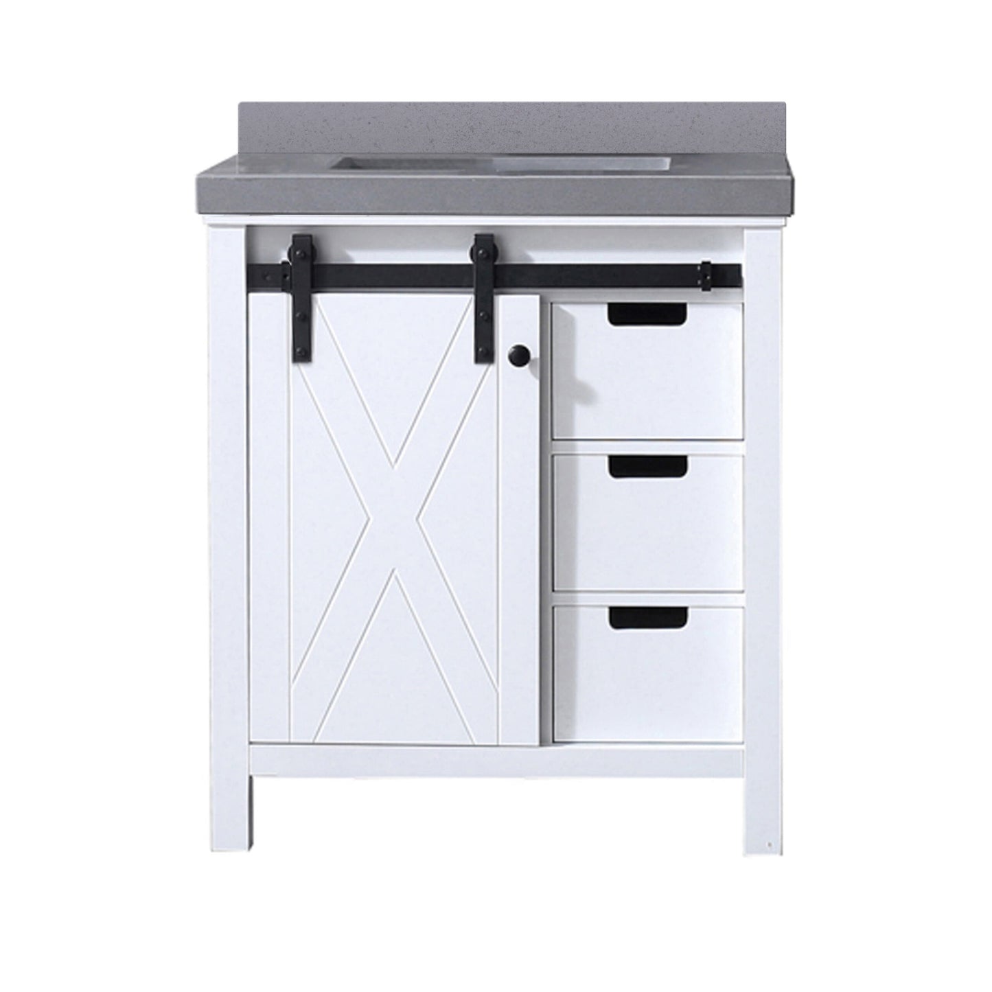 Marsyas 30 in. Freestanding Bathroom Vanity with White Quartz top, White Square Sink