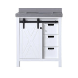 Marsyas 30 in. Freestanding Bathroom Vanity with White Quartz top, White Square Sink
