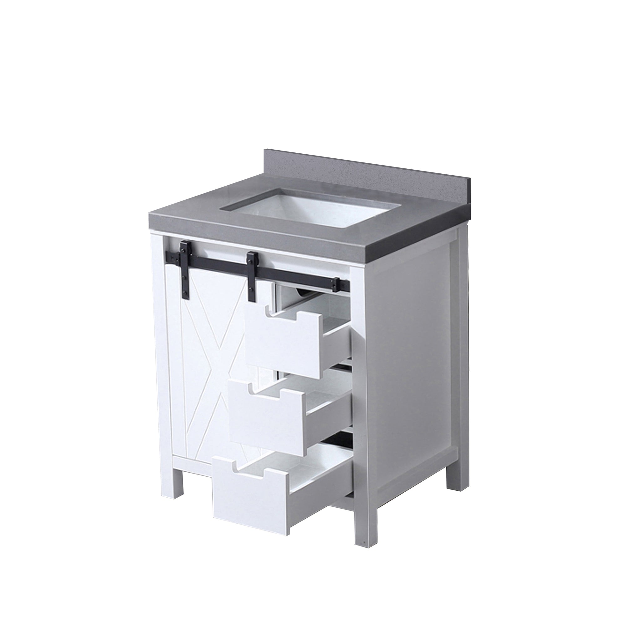 Marsyas 30 in. Freestanding Bathroom Vanity with White Quartz top, White Square Sink