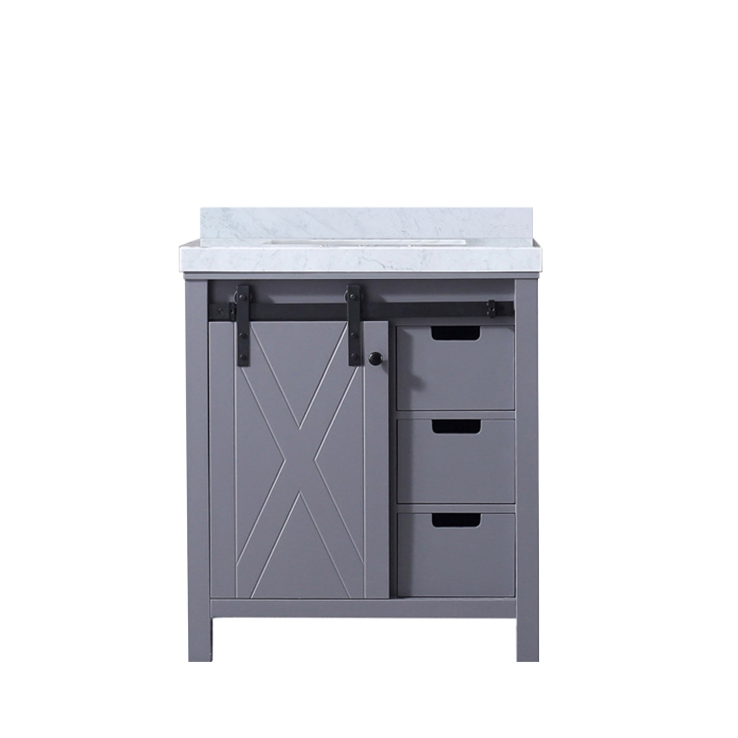 Marsyas 30 in. Freestanding Bathroom Vanity with White Quartz top, White Square Sink