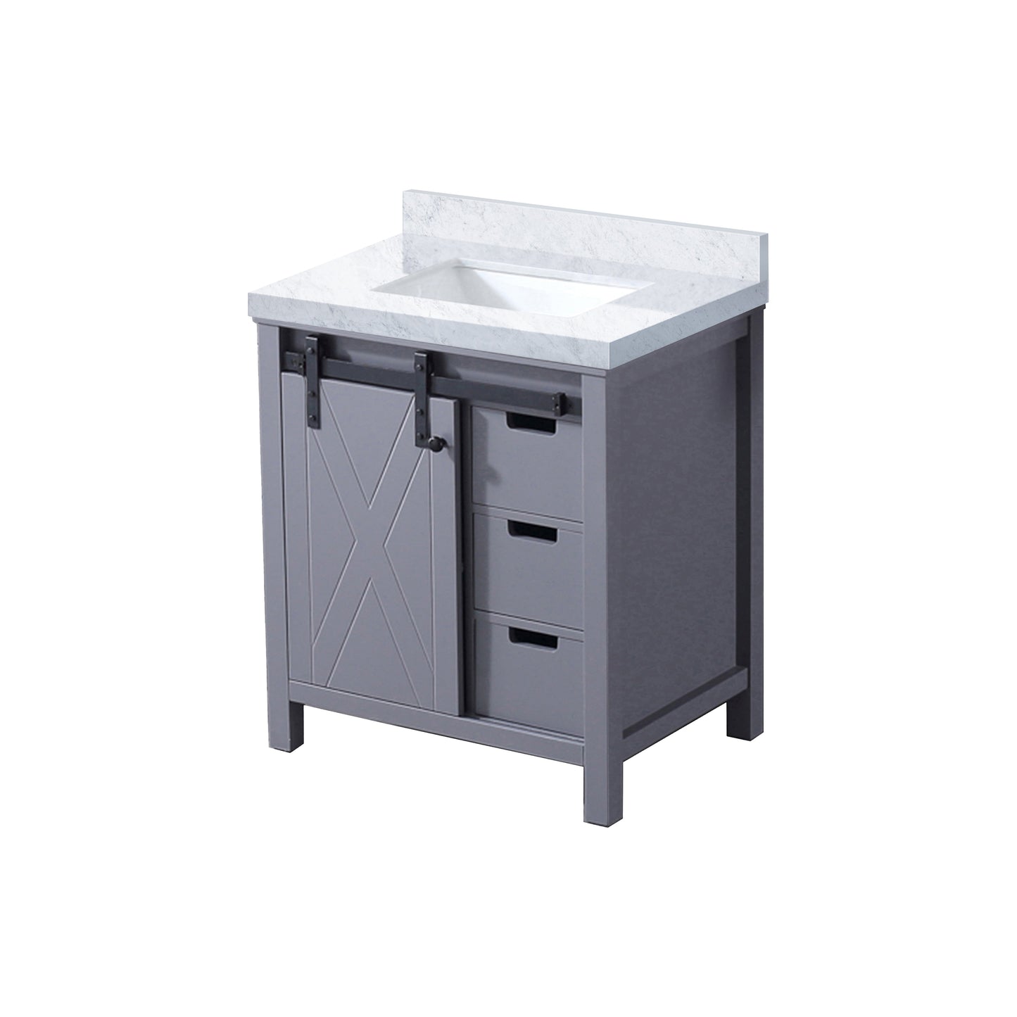 Marsyas 30 in. Freestanding Bathroom Vanity with White Quartz top, White Square Sink