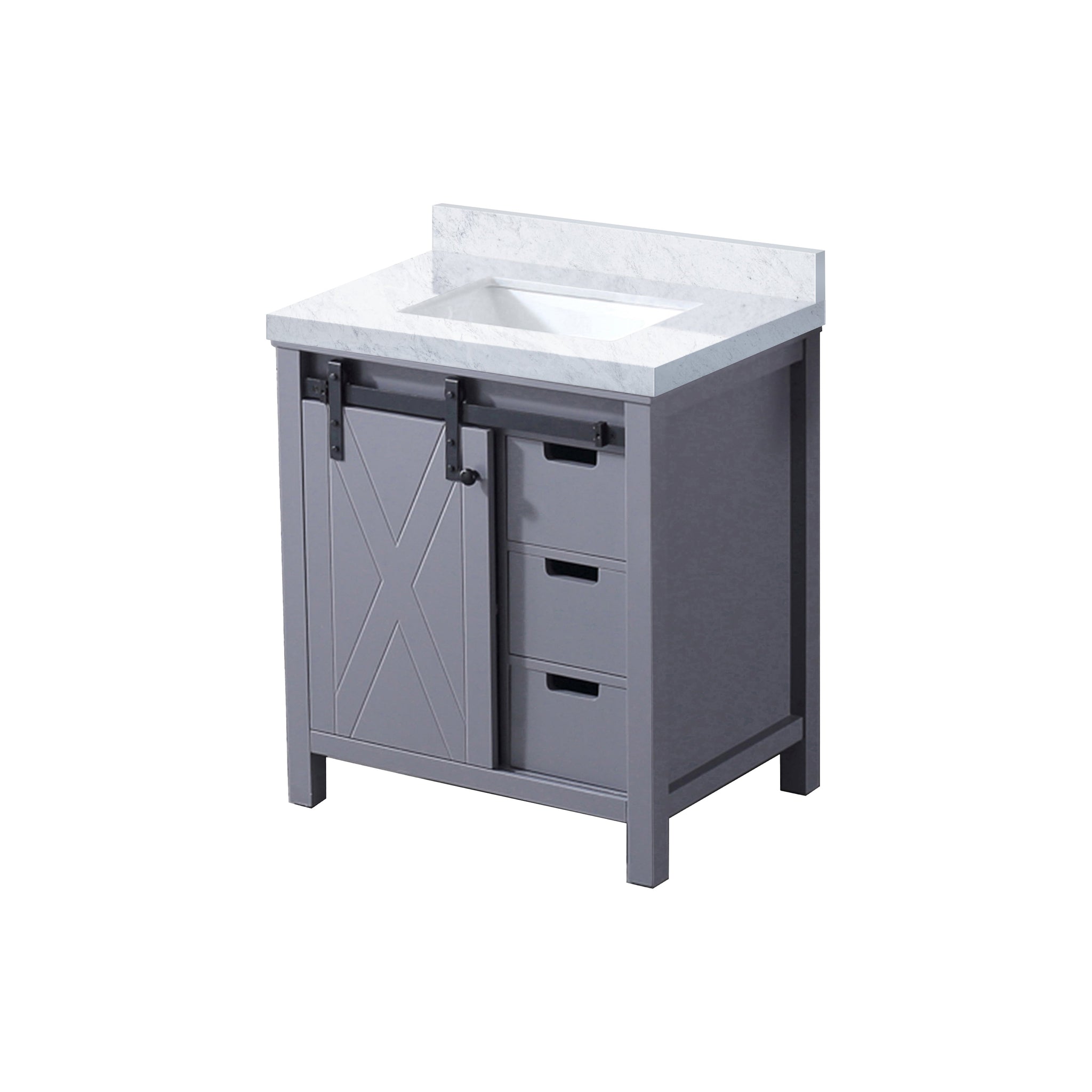 Marsyas 30 in. Freestanding Bathroom Vanity with White Quartz top, White Square Sink