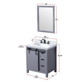Marsyas 30 in. Freestanding Bathroom Vanity with White Quartz top, White Square Sink