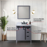 Marsyas 30 in. Freestanding Bathroom Vanity with White Quartz top, White Square Sink