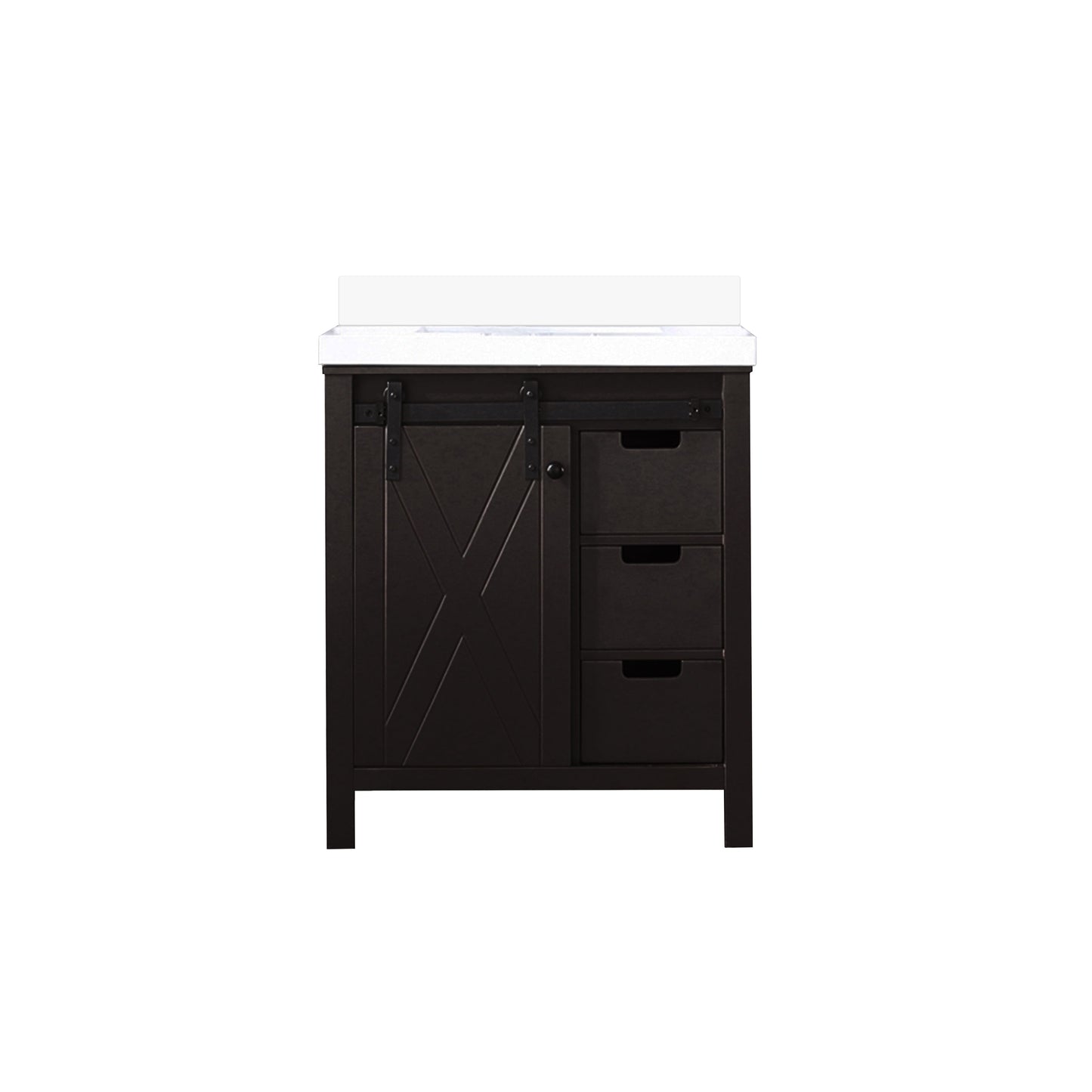 Marsyas 30 in. Freestanding Bathroom Vanity with White Quartz top, White Square Sink