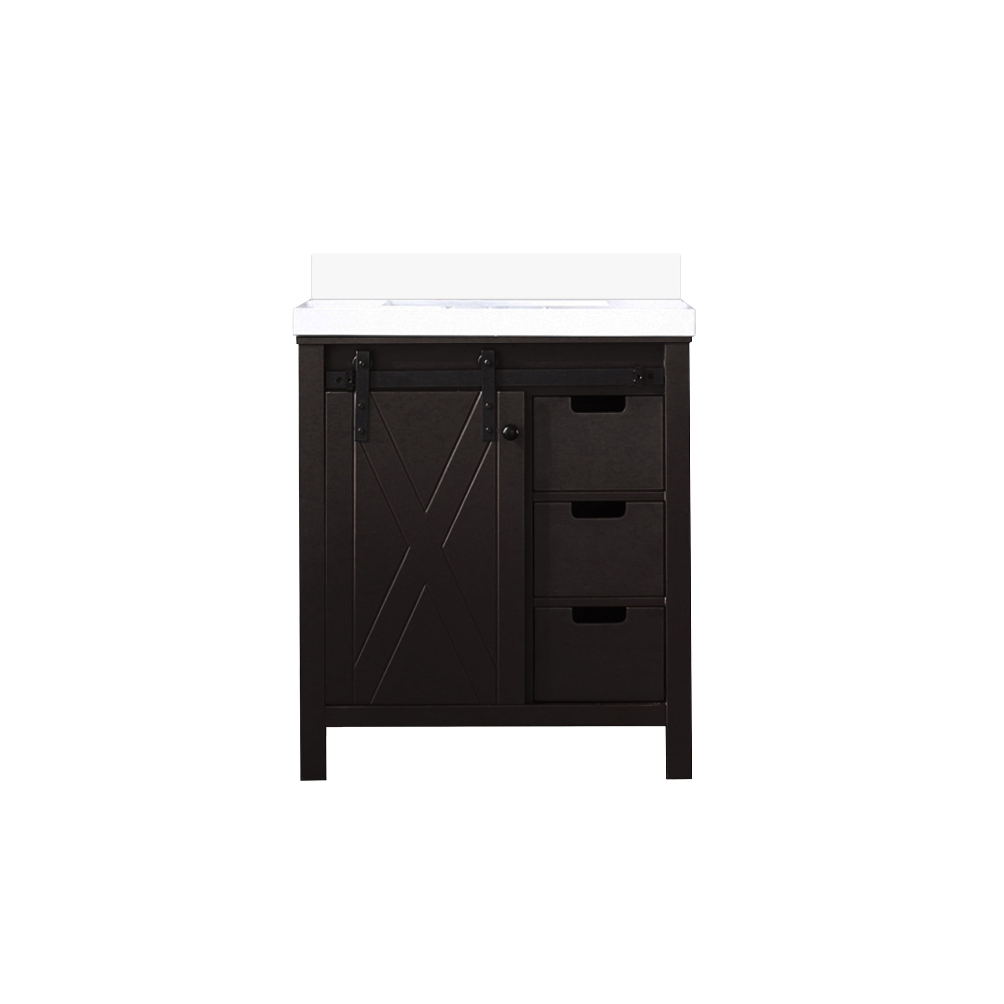 Marsyas 30 in. Freestanding Bathroom Vanity with White Quartz top, White Square Sink