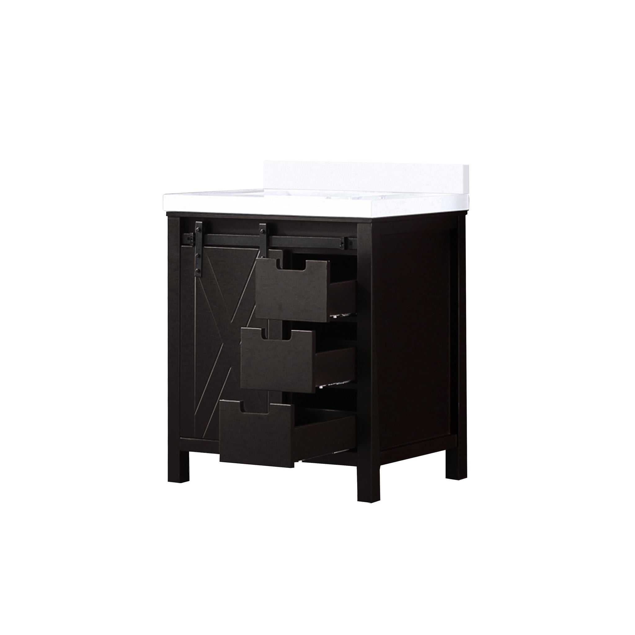 Marsyas 30 in. Freestanding Bathroom Vanity with White Quartz top, White Square Sink
