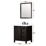 Marsyas 30 in. Freestanding Bathroom Vanity with White Quartz top, White Square Sink
