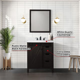 Marsyas 30 in. Freestanding Bathroom Vanity with White Quartz top, White Square Sink