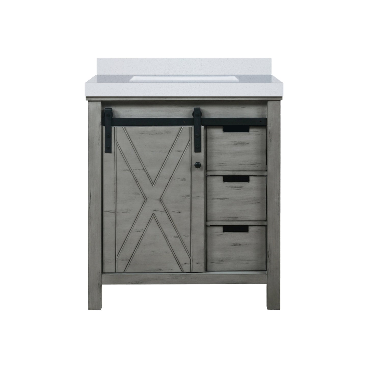 Marsyas 30 in. Freestanding Bathroom Vanity with White Quartz top, White Square Sink