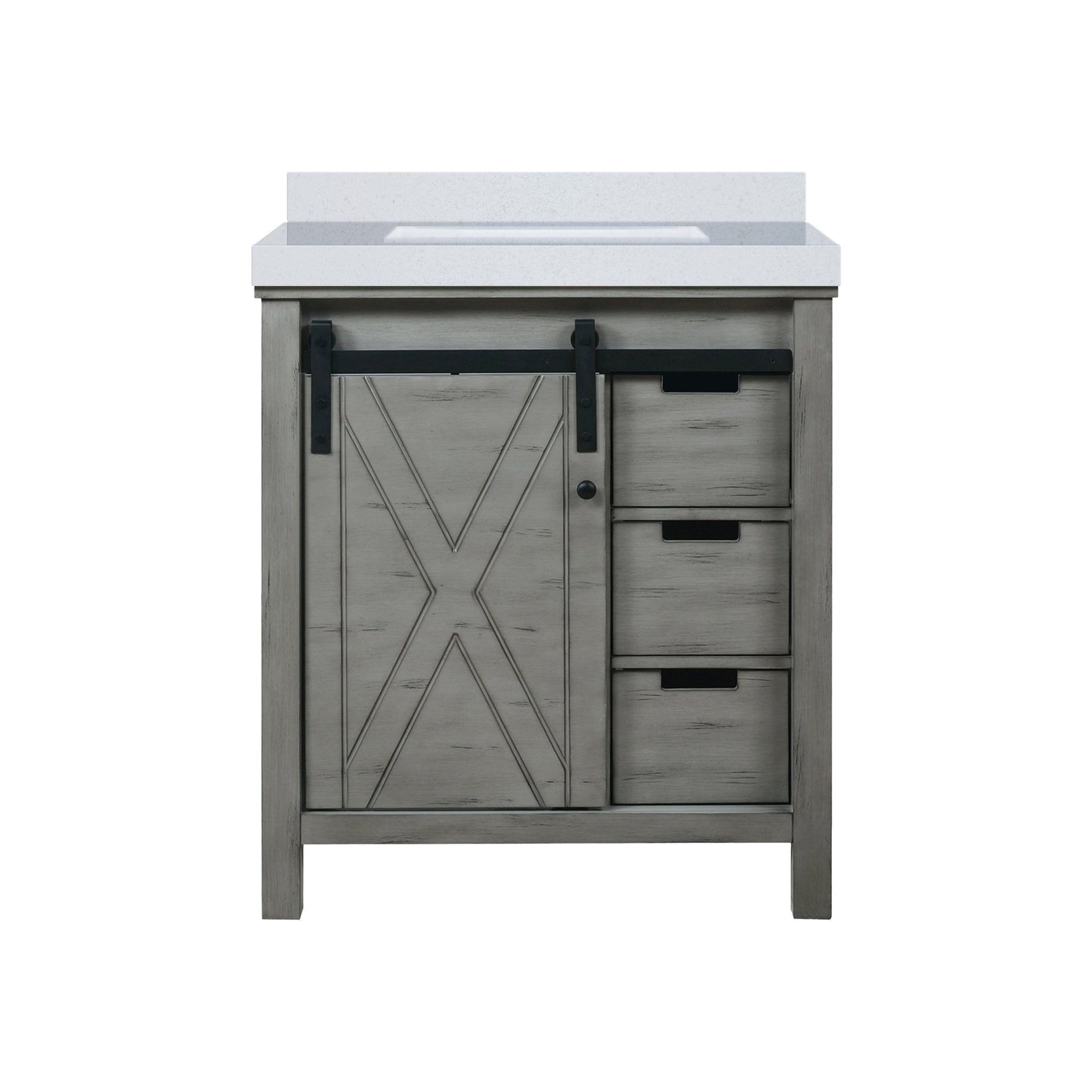 Marsyas 30 in. Freestanding Bathroom Vanity with White Quartz top, White Square Sink