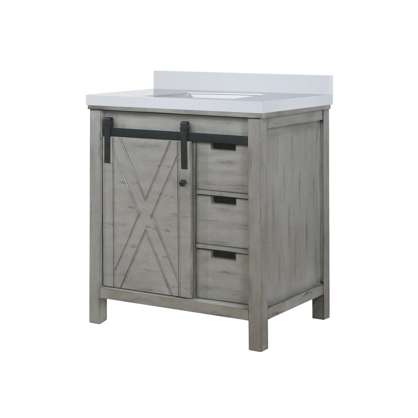 Marsyas 30 in. Freestanding Bathroom Vanity with White Quartz top, White Square Sink