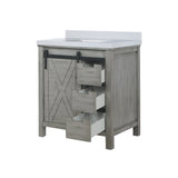 Marsyas 30 in. Freestanding Bathroom Vanity with White Quartz top, White Square Sink