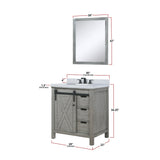 Marsyas 30 in. Freestanding Bathroom Vanity with White Quartz top, White Square Sink
