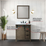 Marsyas 30 in. Freestanding Bathroom Vanity with White Quartz top, White Square Sink