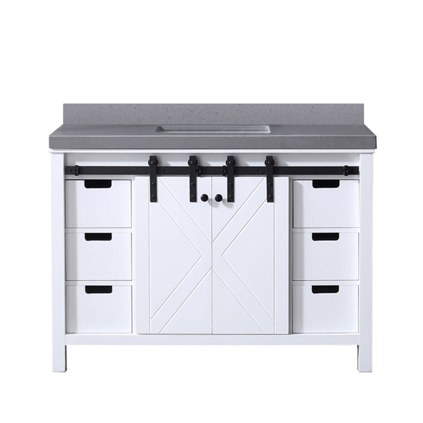 Marsyas 48 in. Freestanding Bathroom Vanity with White Quartz top, White Square Sink