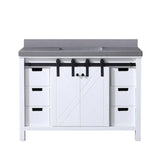 Marsyas 48 in. Freestanding Bathroom Vanity with White Quartz top, White Square Sink