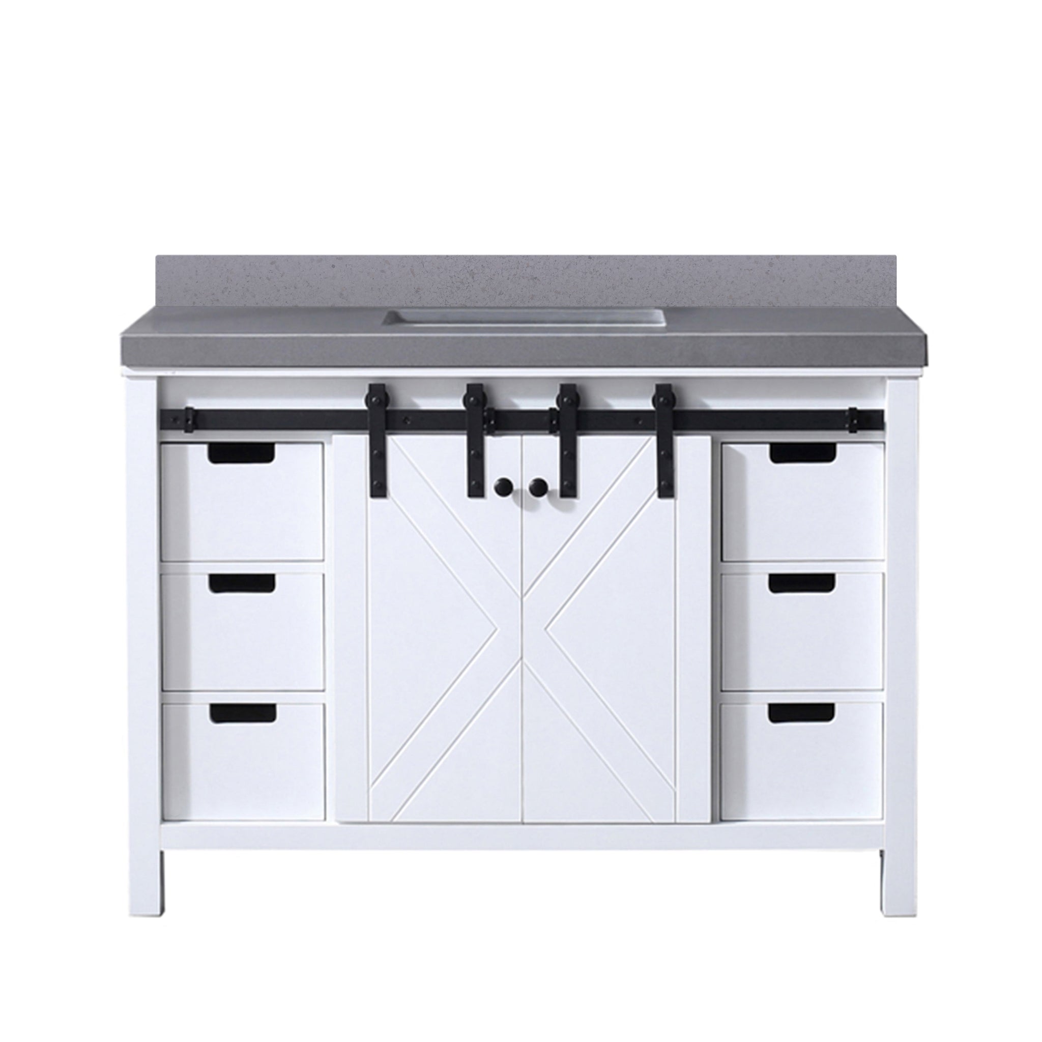 Marsyas 48 in. Freestanding Bathroom Vanity with White Quartz top, White Square Sink