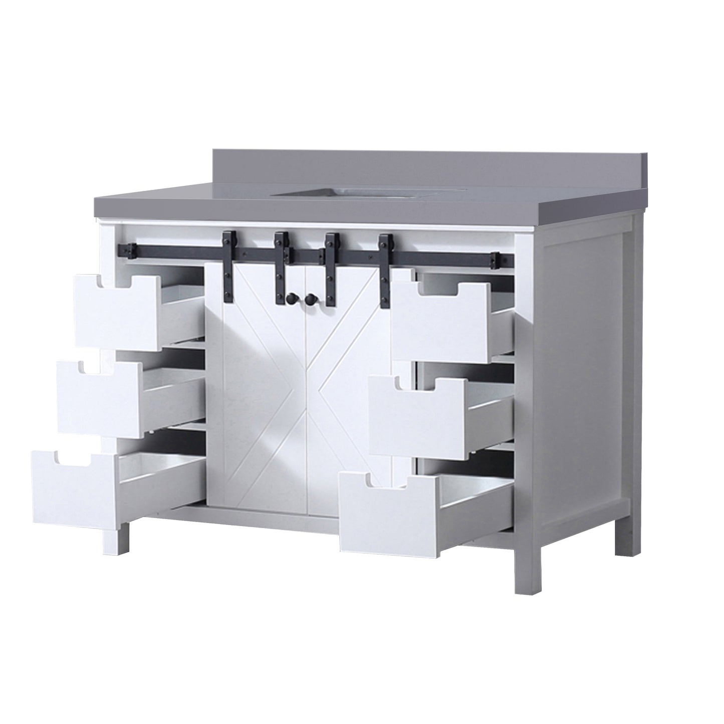 Marsyas 48 in. Freestanding Bathroom Vanity with White Quartz top, White Square Sink
