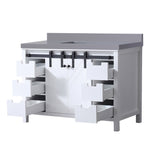 Marsyas 48 in. Freestanding Bathroom Vanity with White Quartz top, White Square Sink