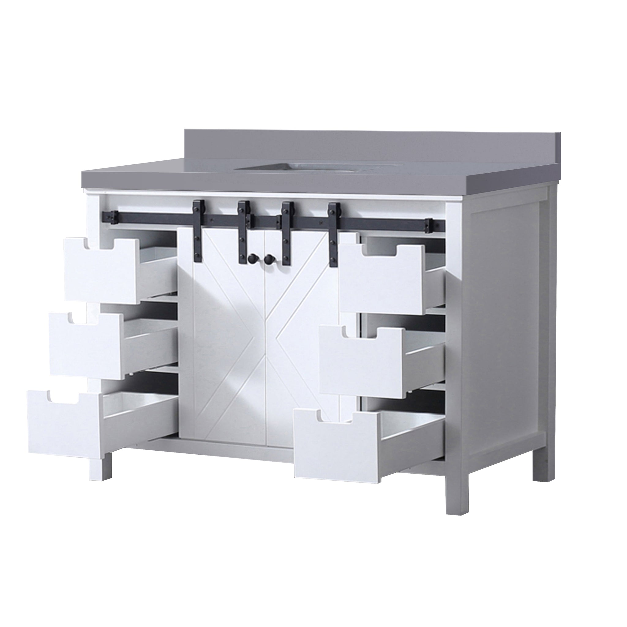 Marsyas 48 in. Freestanding Bathroom Vanity with White Quartz top, White Square Sink
