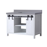 Marsyas 48 in. Freestanding Bathroom Vanity with White Quartz top, White Square Sink