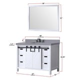 Marsyas 48 in. Freestanding Bathroom Vanity with White Quartz top, White Square Sink