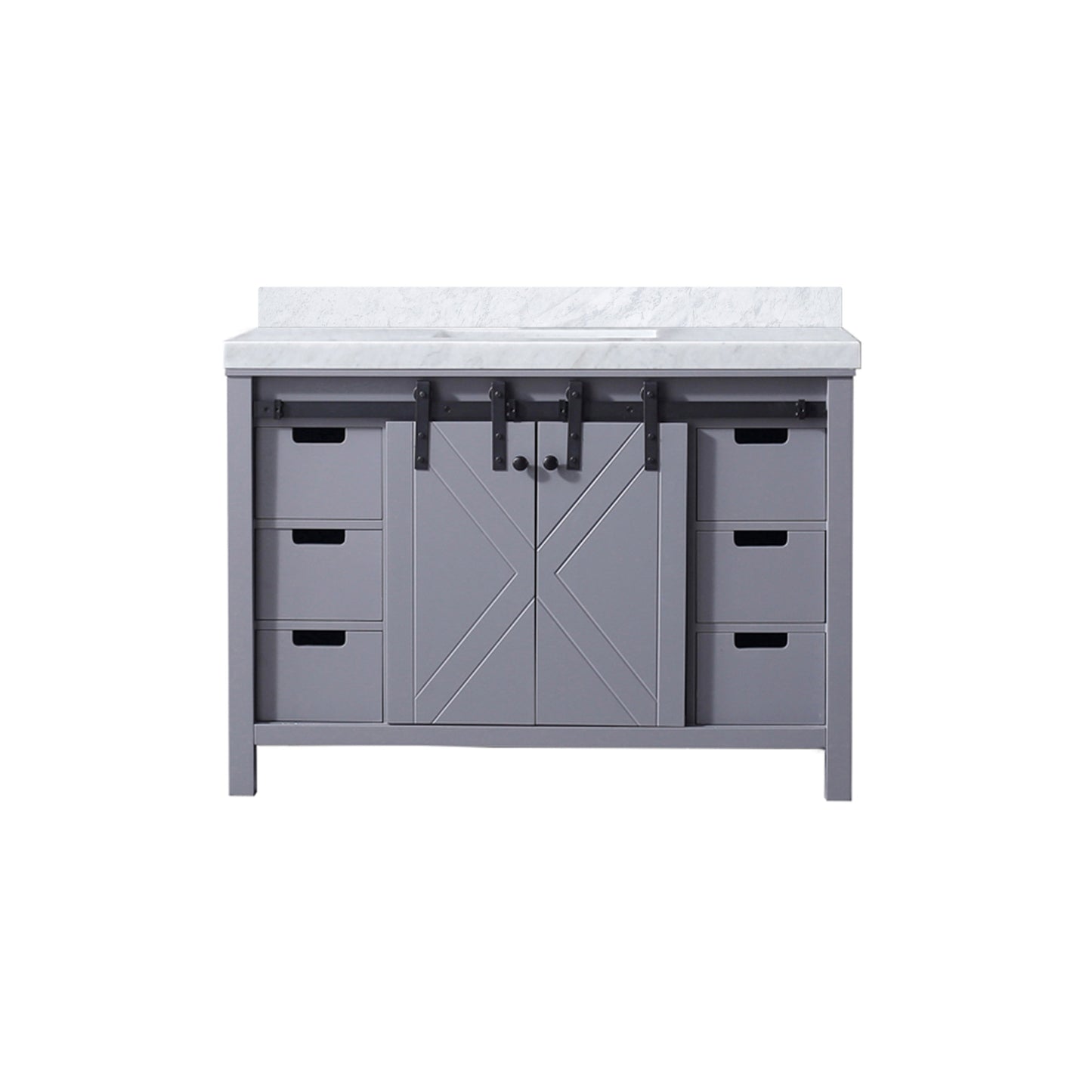 Marsyas 48 in. Freestanding Bathroom Vanity with White Quartz top, White Square Sink