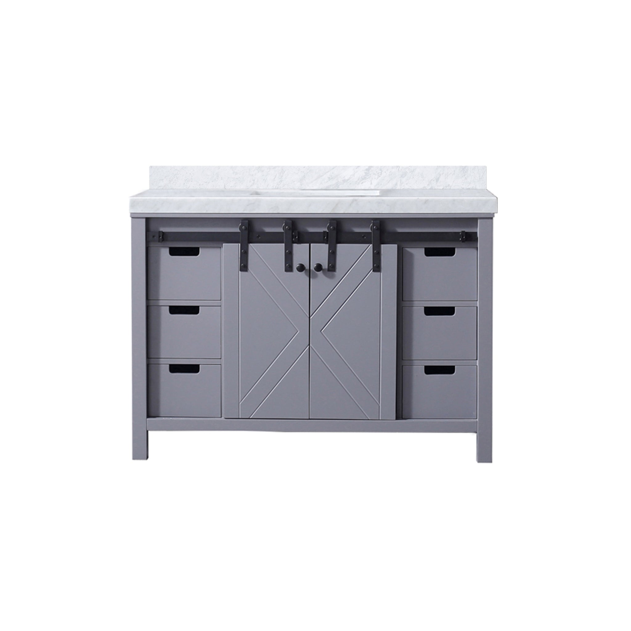 Marsyas 48 in. Freestanding Bathroom Vanity with White Quartz top, White Square Sink