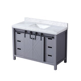 Marsyas 48 in. Freestanding Bathroom Vanity with White Quartz top, White Square Sink