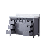 Marsyas 48 in. Freestanding Bathroom Vanity with White Quartz top, White Square Sink