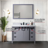 Marsyas 48 in. Freestanding Bathroom Vanity with White Quartz top, White Square Sink
