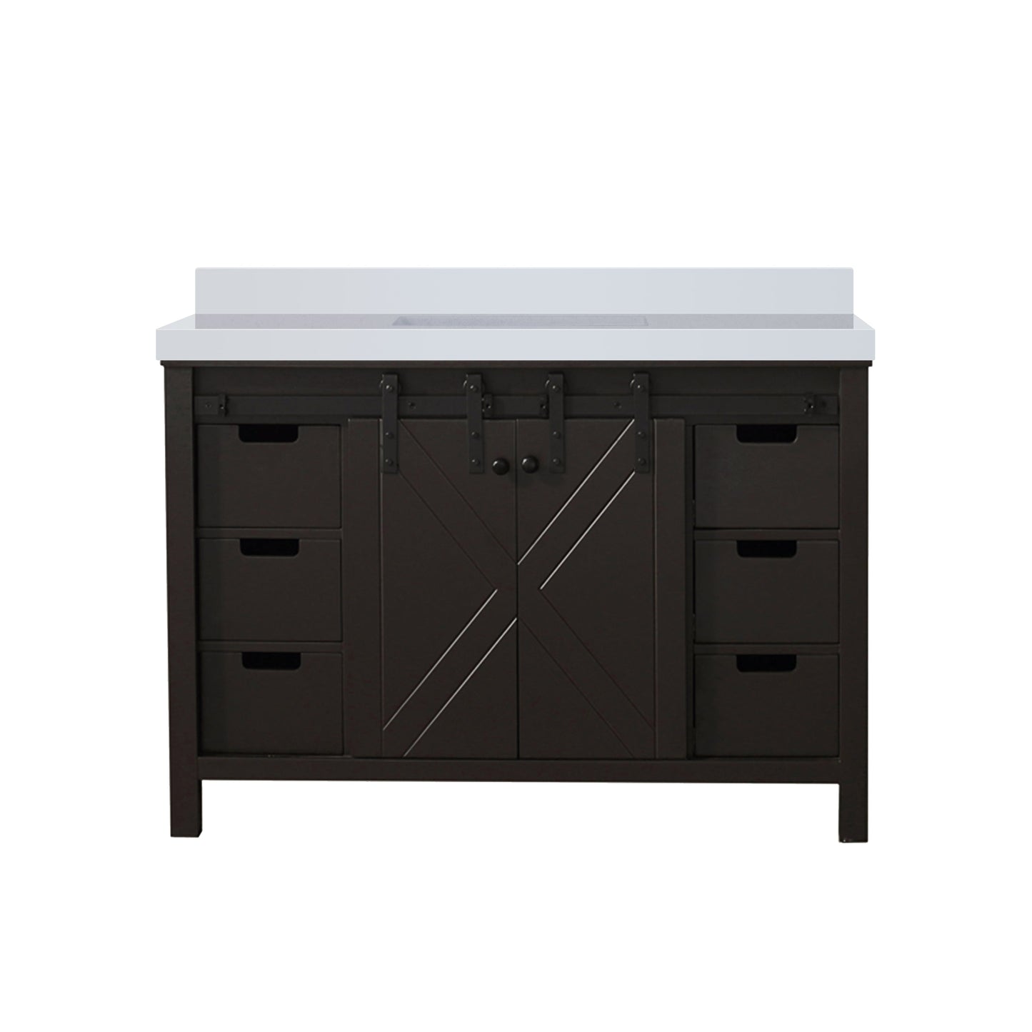 Marsyas 48 in. Freestanding Bathroom Vanity with White Quartz top, White Square Sink