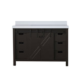 Marsyas 48 in. Freestanding Bathroom Vanity with White Quartz top, White Square Sink