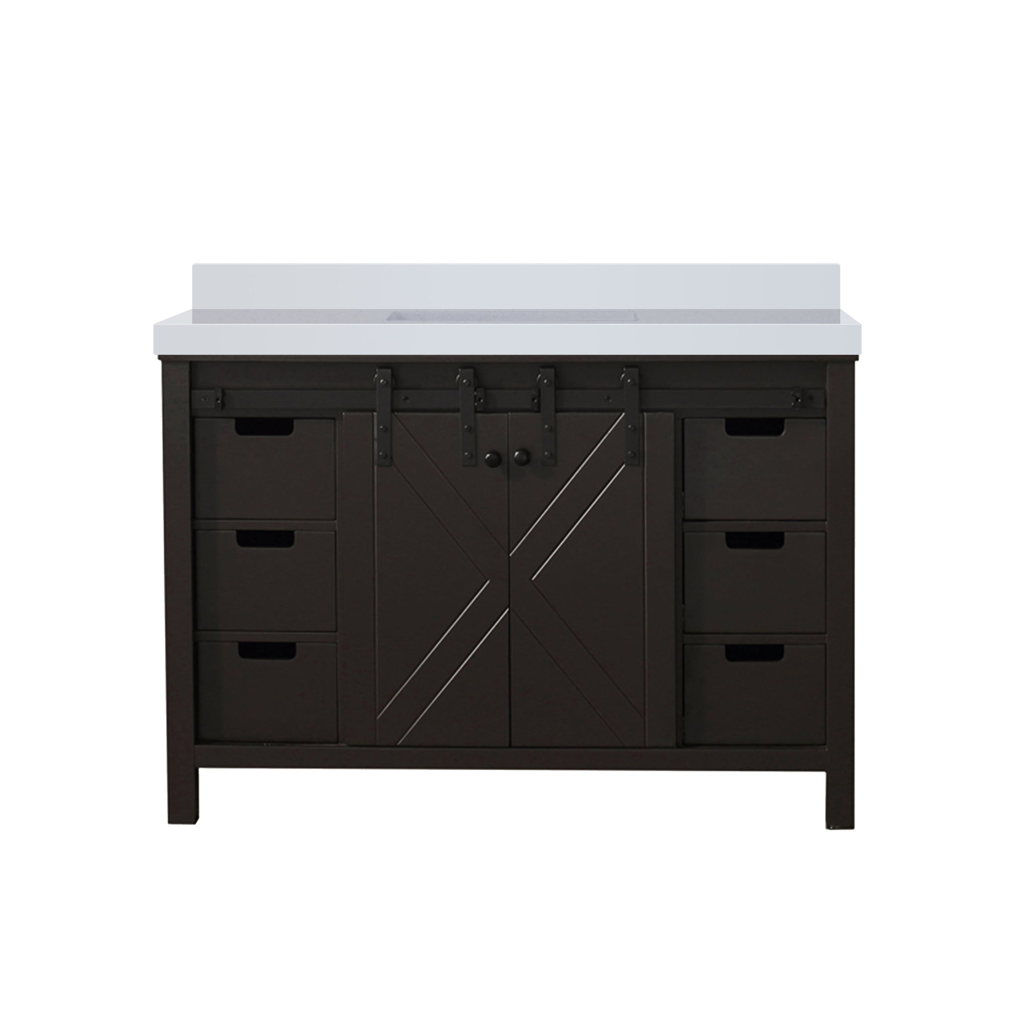Marsyas 48 in. Freestanding Bathroom Vanity with White Quartz top, White Square Sink