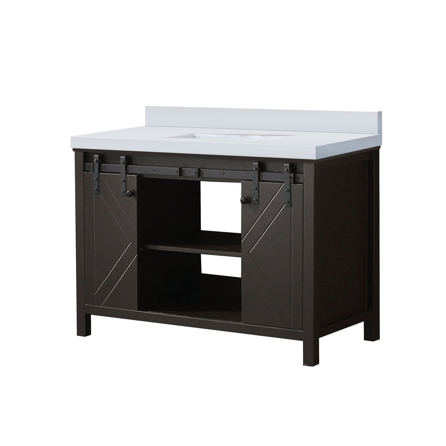 Marsyas 48 in. Freestanding Bathroom Vanity with White Quartz top, White Square Sink