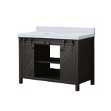 Marsyas 48 in. Freestanding Bathroom Vanity with White Quartz top, White Square Sink