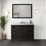 Marsyas 48 in. Freestanding Bathroom Vanity with White Quartz top, White Square Sink