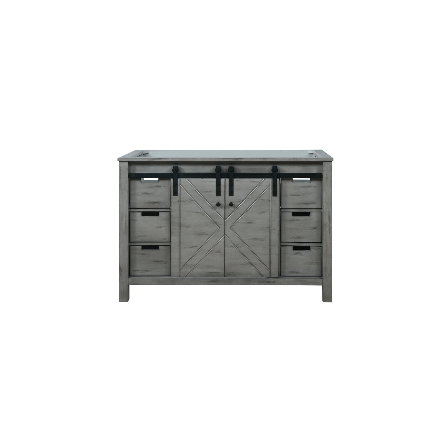 Marsyas 48" Ash Grey Single Vanity, White Quartz Top, White Square Sink and 44" Mirror w/ Faucet