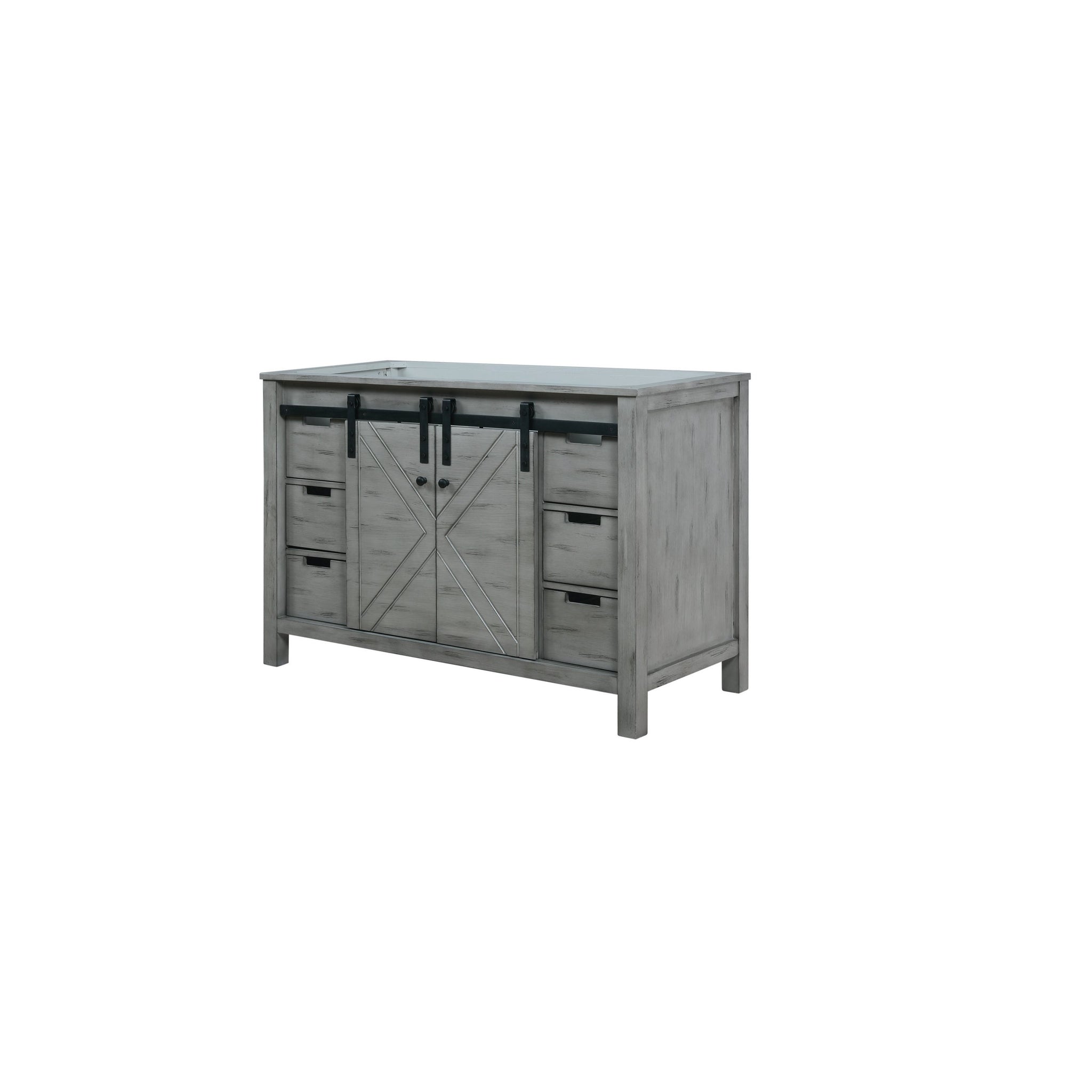 Marsyas 48" Ash Grey Single Vanity, White Quartz Top, White Square Sink and 44" Mirror w/ Faucet