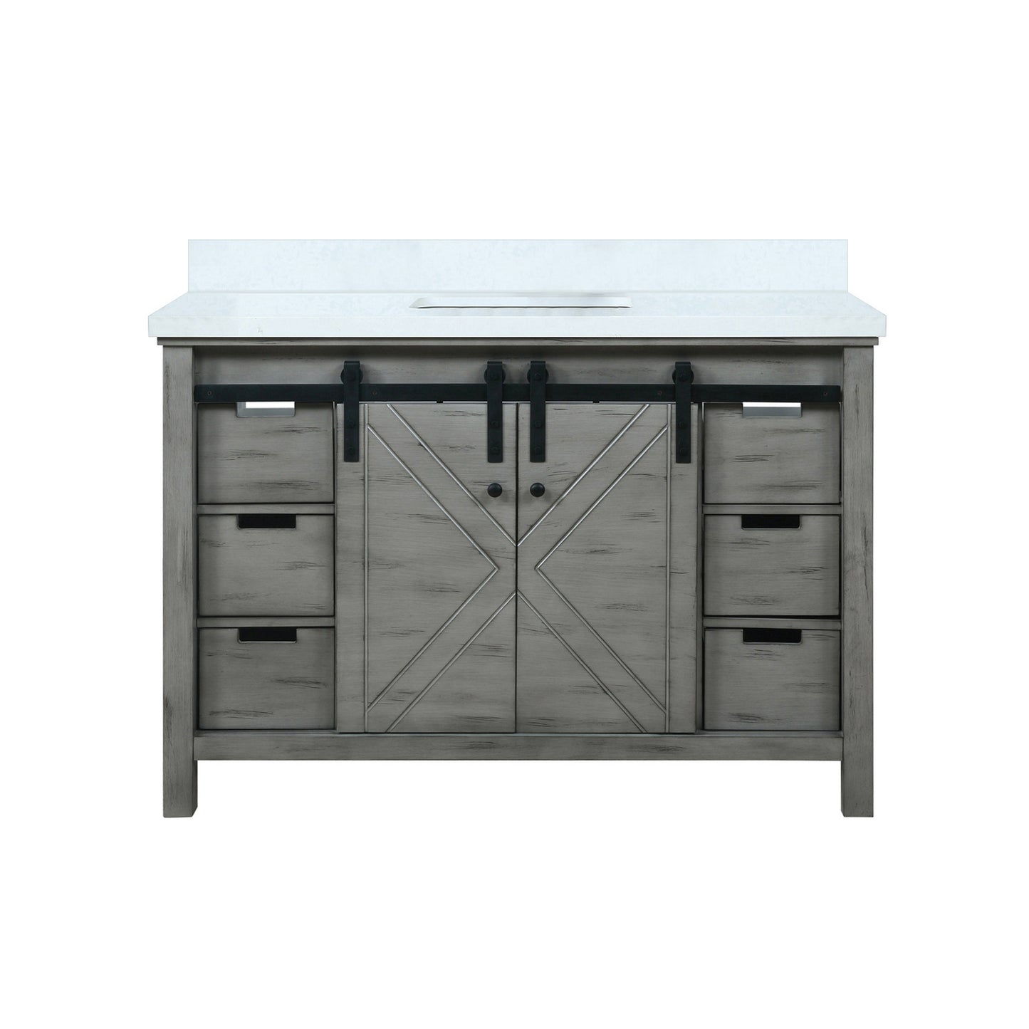 Marsyas 48 in. Freestanding Bathroom Vanity with White Quartz top, White Square Sink