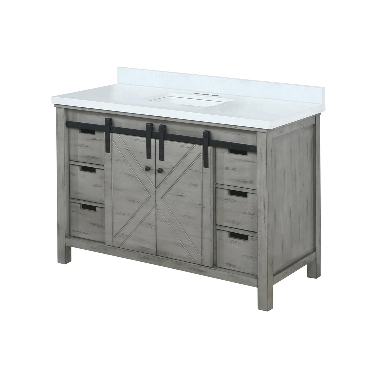 Marsyas 48 in. Freestanding Bathroom Vanity with White Quartz top, White Square Sink
