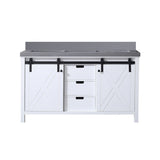 Marsyas 60 in. Freestanding Bathroom Vanity with White Quartz top, White Square Sink