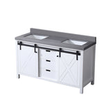 Marsyas 60 in. Freestanding Bathroom Vanity with White Quartz top, White Square Sink