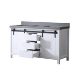 Marsyas 60 in. Freestanding Bathroom Vanity with White Quartz top, White Square Sink