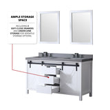 Marsyas 60 in. Freestanding Bathroom Vanity with White Quartz top, White Square Sink